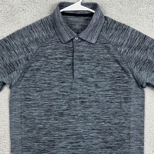 VRST Mens Small Shirt Polo Gray Blue Heathered Rugby Short Sleeve Athletic EUC